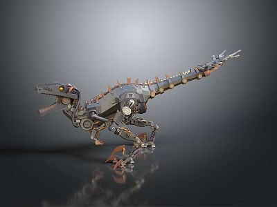 Mechanical Dinosaur Robot Character With Metal Structure And Mechanical Parts 3d model