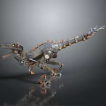 Mechanical Dinosaur Robot Character With Metal Structure And Mechanical Parts