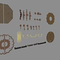 Wardrobe Handle Cabinet Handle Carved Metal Handle Door Handle Component Hardware Handle 3d model