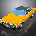 Vintage Yellow And Black Classic Sedan Car With Retro Design
