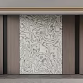 Modern Bedroom Accent Wall With Marble Texture And Wooden Panel Frames