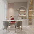Stylish Modern Beauty and Hair Salon Interior with Curved Reception Desk and Soft Lighting