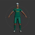 3D Character In Green Sports Outfit With Companion Creature Standing On Smooth Surface