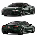 Dark Green Audi R8 Sports Car Exterior Design With Sleek Body And Wheels