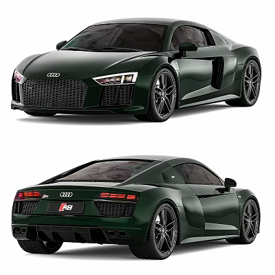 Dark Green Audi R8 Sports Car Exterior Design With Sleek Body And Wheels 3d model