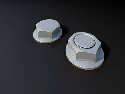 Silver Hexagonal Garden Decor Nuts With Round Top On Dark Background 3d model