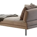 Light Gray Chaise Lounge with Geometric Pattern Cushions and Knitted Throw Blanket 3d model