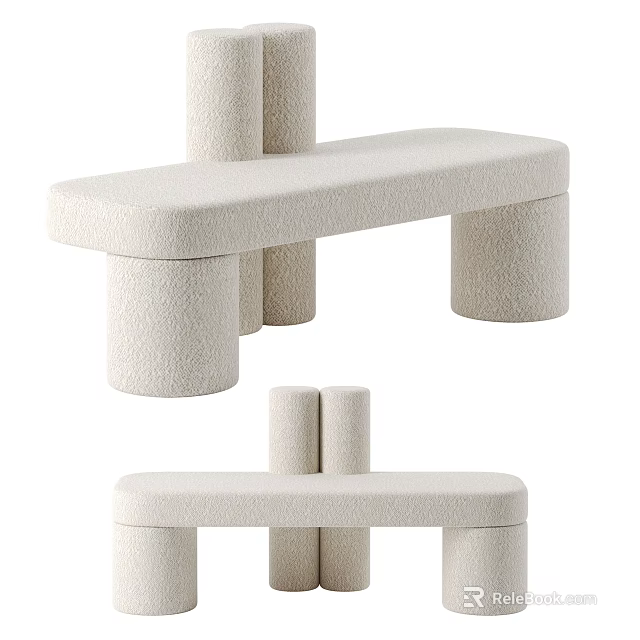 Modern Public Chair With Upholstered Seat And Cylindrical Support Legs 3d model 