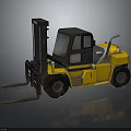 Yellow Heavy Duty Forklift With Black Cab Cargo Forks And Tyres