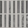 Various Textured Concrete Columns Samples Arranged In Two Rows For Design 3d model