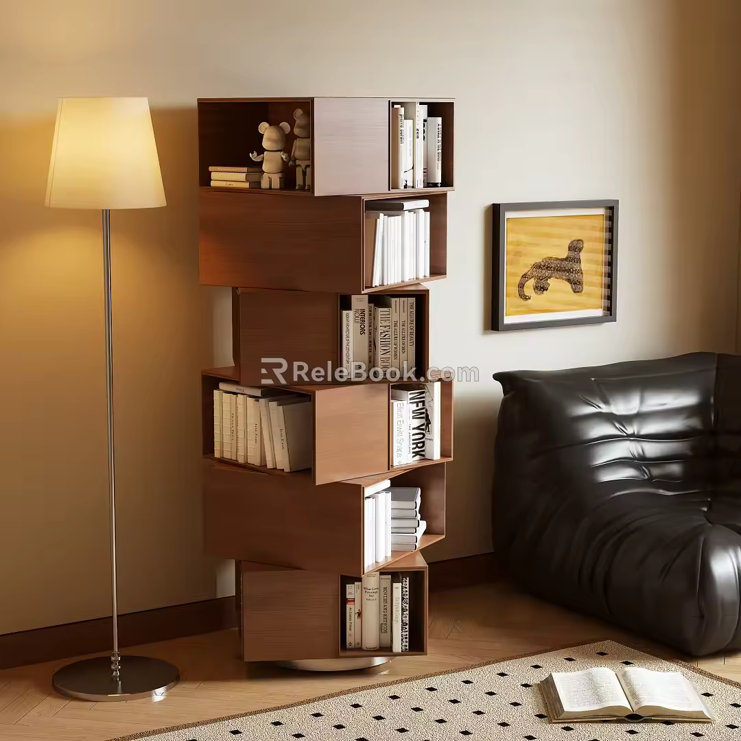 Log Style Bookcase Side Cabinet Storage Cabinet 3d model