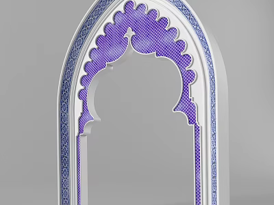 Traditional Decorative Archway With Purple Blue Ornate Patterns And Intricate Details 3d model