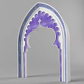 Traditional Decorative Archway With Purple Blue Ornate Patterns And Intricate Details