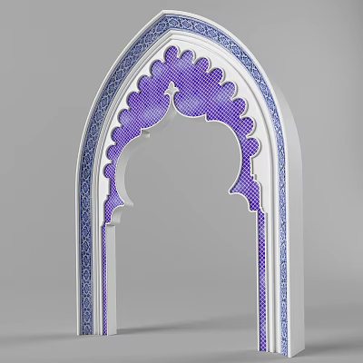 Traditional Decorative Archway With Purple Blue Ornate Patterns And Intricate Details 3d model