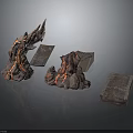 Irregular Wooden Stone Decorative Pieces with Natural Texture and Glowing Lines