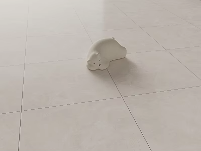 Light Colored Floor Tiles In Neat Pattern With Bear Decoration 3d model