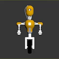Yellow Robot Game Movie Character Riding Unicycle With White Body And Black Wheel