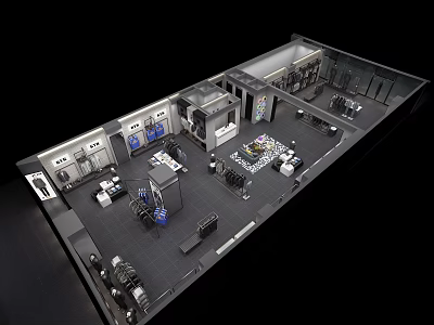 Modern Clothing Store Interior Design With Display Racks Mannequins And Cashier Counter 3d model