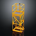 Construction Safety Platform With Yellow Metal Frame And Ladder Structure 3d model