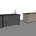 Sleek Modern Bar Counter Design With Gray Wood Surface And Under Lighting Faucet