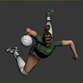 Woman Playing Volleyball In Green Jersey With Number 8 Jumping To Spike