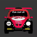 Pink Beetle Race Car With Rear Spoiler Red Wheels BON CUP UK Logo Number 22