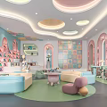 Modern Kindergarten Children's Book Reading Room Library Children's Color Sofa Combination Children's Creative Bookcase Lazy Sofa 3d model
