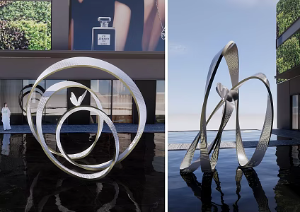 Ring Sculpture Moon Building Perforated Plate Landmark Landscape Lamp Waterscape Inverted 3d model
