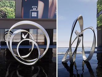 Ring Sculpture Moon Building Perforated Plate Landmark Landscape Lamp Waterscape Inverted 3d model