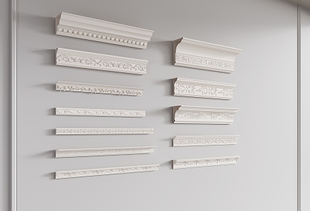 French carved plaster line combination 3d model