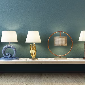 New Chinese shaped table lamp fashion simple metal table lamp combination 3d model