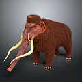 Realistic Furry Mammoth 3D Model With Long Tusks And Brown Fur