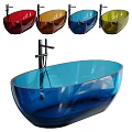 Transparent Glass Bathtub With Black Faucet In Different Sizes For Bathroom