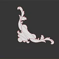 White Decorative Corner Ornament With Intricate Curled Patterns On Dark Background And Reflection