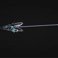 Silver Spear With Green Glowing Elements Unique Metallic Structure And Sharp Blade 3d model