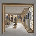 Modern Clothing Store Interior With Men's Apparel Display Shelves And Glass Counter