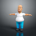 Chubby Cartoon Game Film Character With White Shirt Blue Pants And Outstretched Arms