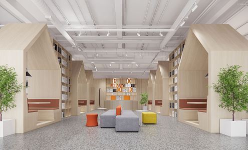 modern library 3d model