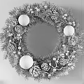 Festive Christmas Wreath With Green Foliage Red Ornaments Pine Cones And Berries
