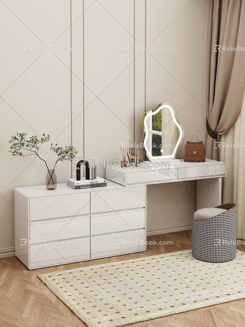 Modern Bedroom Dresser Dresser Integrated Cabinet 3d model