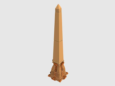 Tall Brown Stone Obelisk Structure With Pointed Top And Detailed Base 3d model