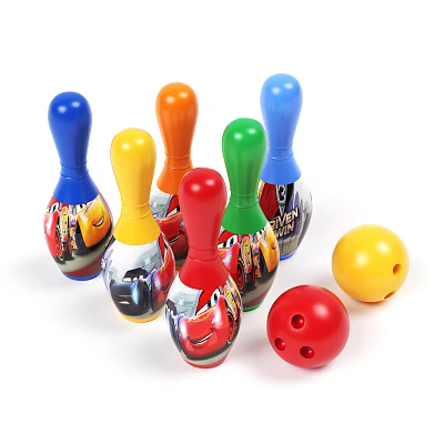 Colorful Kids Toy Bowling Set With Six Pins And Two Balls Sports Equipment 3d model Colorful Kids Toy Bowling Set With Six Pins And Two Balls Sports Equipment 3d model