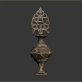 Antique Brass Furniture Decorative Vase With Intricate Openwork Top And Carved Patterns