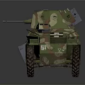 Military Armored Vehicle With Camouflage Paint Cross Symbol Mounted Gun And Off Road Wheels