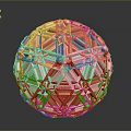 Golden Spherical Decorative Ornament For Modern Home With Intricate Geometric Openwork Design