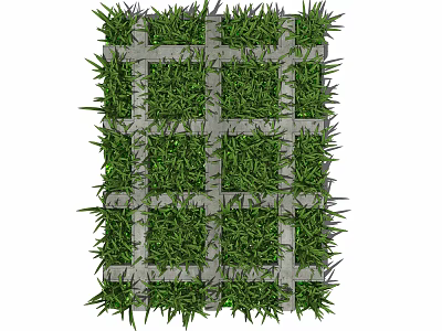 Outdoor Garden Tiles Design Featuring Grid Layout And Fresh Green Grass Patches 3d model