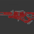 Futuristic Red Sci Fi Weapon With Metallic Structure And Green Indicator Light 3d model