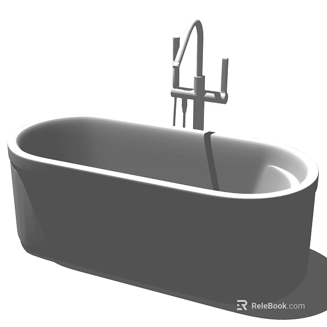 Modern Freestanding Bathtub With Sleek Faucet Fixture And Smooth Surface 3d model 