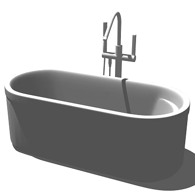 Modern Freestanding Bathtub With Sleek Faucet Fixture And Smooth Surface 3d model