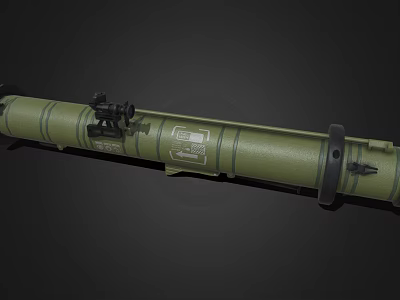 Olive Green Military Rocket Launcher With Cylindrical Body And Aiming Device 3d model